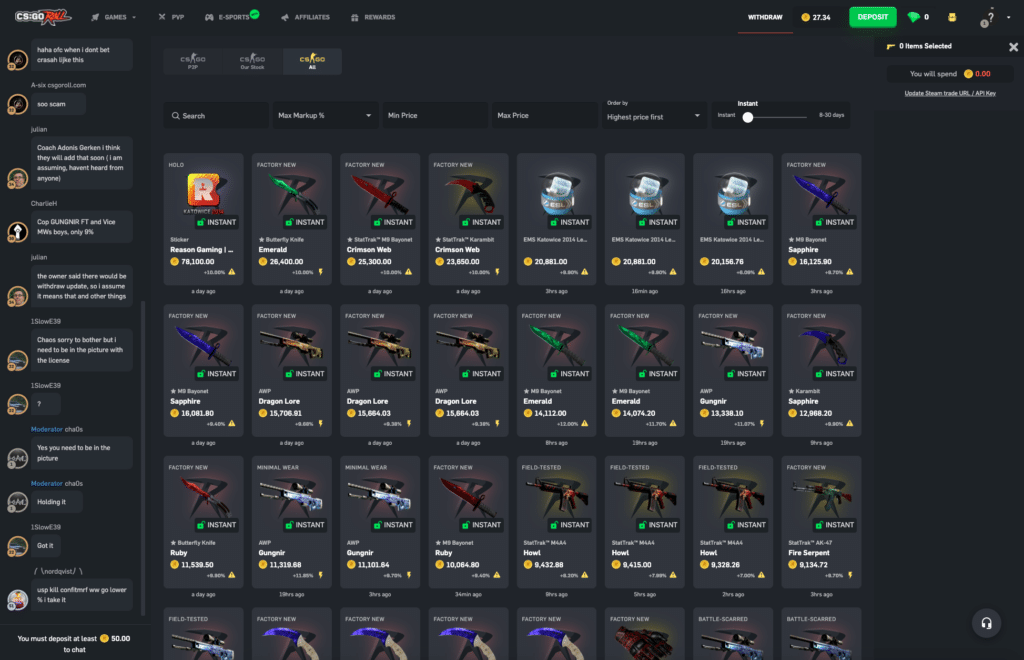 Top CSGO Skin marketplaces list