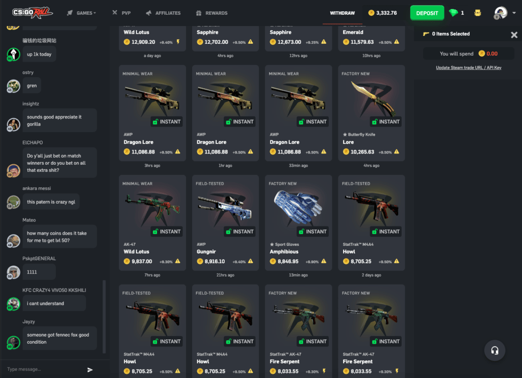 Withdraw funds on CSGORoll promo code