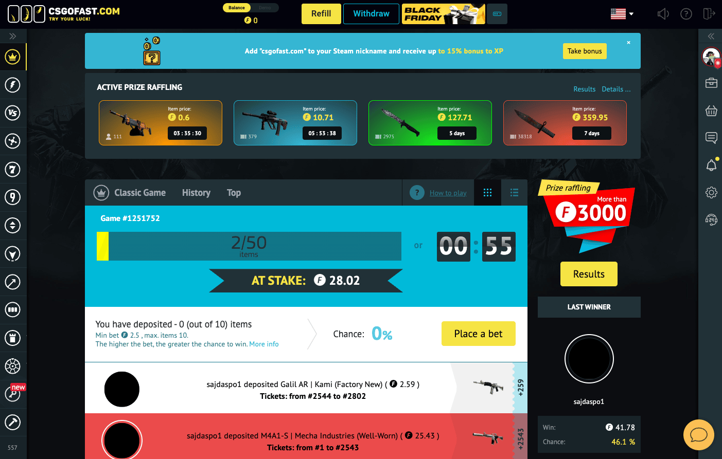 CSGOFast CSGO casino games 