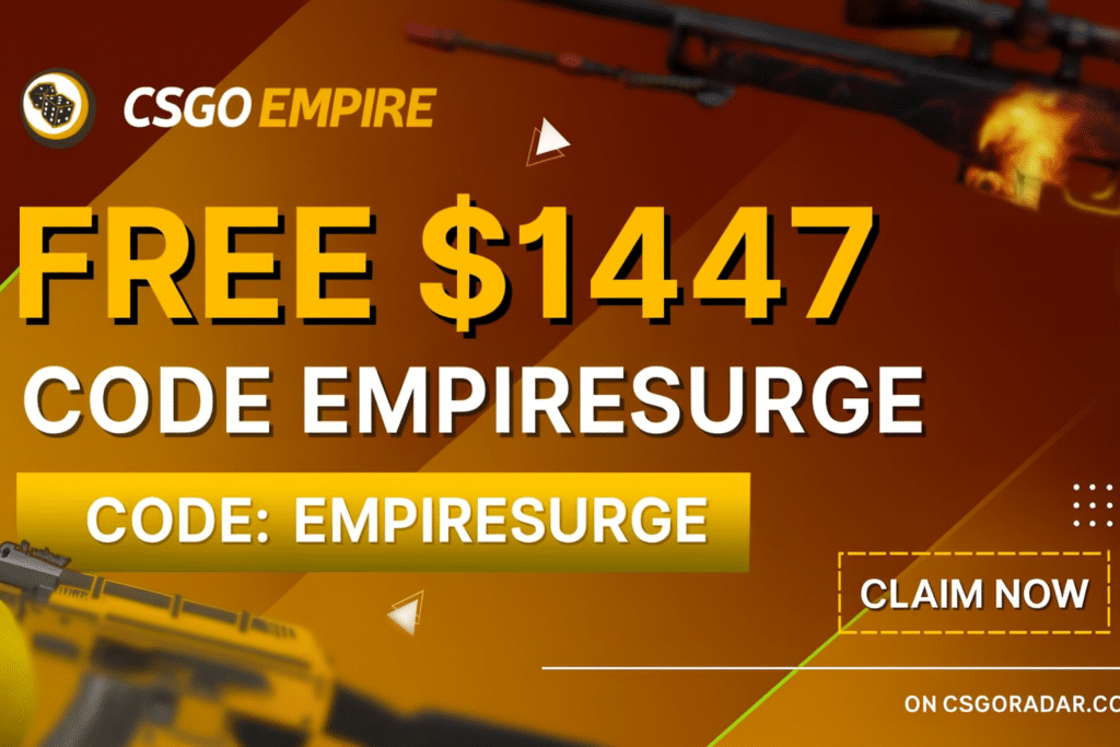 CSGO Empire promo code Empiresurge offering free $1447 skins and coins banner