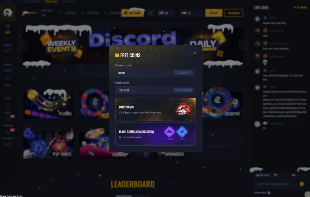 How to enter Rustyloot code